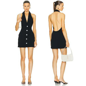 L'Academie by Marianna Gulian Halter Neck Vest Mini Dress Black Womens Medium
